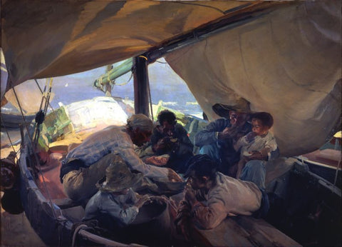 Food in the boat by Joaquin Sorolla