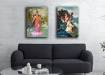 Set Of Goddess Saraswati and Lakshmi Canvas Painting Canvas Painting by Raja Ravi Varma