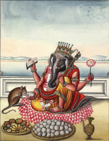 Ganesa seated on a lotus Painting