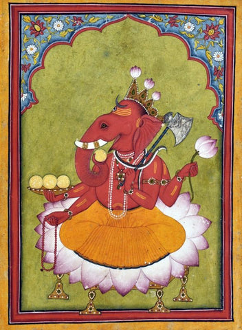 Ganesha Basohli Miniature Painting