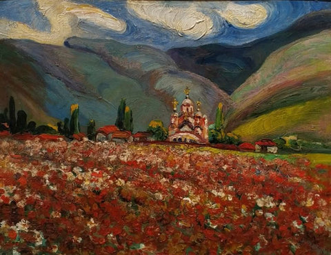 Gracanica Monastery - Kosovo peony by Nadezda Petrovic