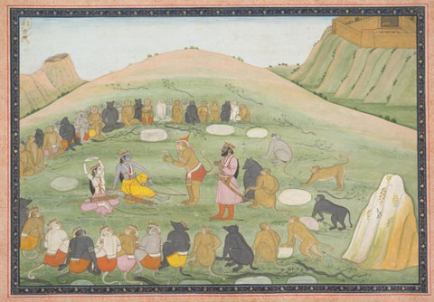 Indian Miniature - Hanuman Revives Rama and Lakshmana