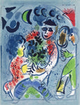 Harlequin with flowers by Marc Chagall
