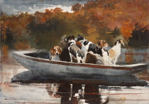 Hunting Dogs in Boat by Winslow Homer