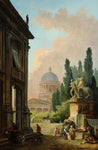 Imaginary View of Rome with the Horse-Tamer of the Monte Cavallo and a Church by Hubert Robert