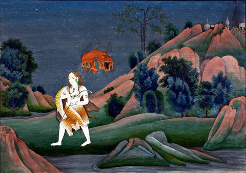 Indian Art Dakshayani Shiva Carrying Sati on His Trident