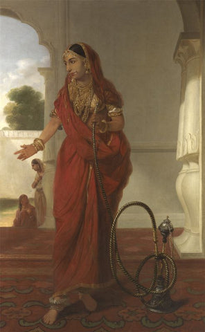 Indian Art Dancing Girl or An Indian Dancing Girl with a Hookah