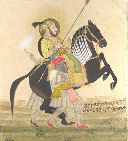 Indian Art Maharana Sangram Singh Riding a Prize Stallion