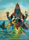 Indian Art Matsya Avatar of Vishnu by Raja Ravi Varma