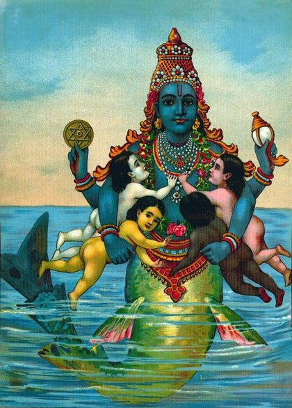 Indian Art Matsya Avatar of Vishnu by Raja Ravi Varma