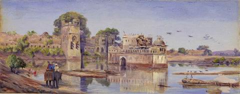 Indian Art Water Palace in Chitore by Marianne North