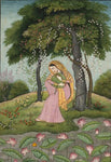 Indian Miniature - Pahari Painting Indian Woman in Love Painting