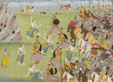 Indian Miniature - Pahari Paintings - A painting from the Mahabharata Balabhadra fighting Jarasandha
