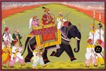 Indian Miniature - Indian Miniature Paintings Mughal Royal Riding Indian Elephants