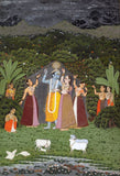 Indian Paintings Jaipur Paintings Krishna and the Gopis Take Shelter from the Rain