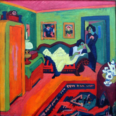 Interior with Two Girls by Ernst Ludwig Kirchner