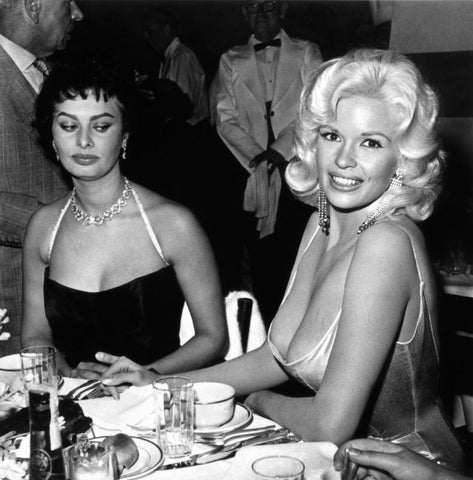Jayne Mansfield and Sophia Loren at Romanoff's in Beverly Hill