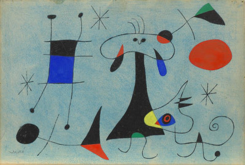 Figure, Dog, Birds by Joan Miro