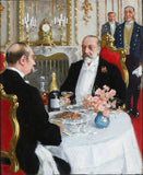 King George I of Greece and King Edward VII of England toasting in champagne by Paul Fischer