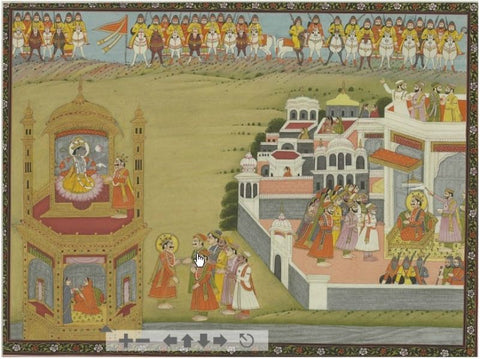 Indian Miniature - Krishna Offering Support to the Pandavas