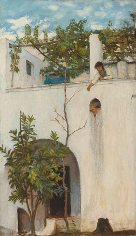 Lady on a Balcony, Capri by John William Waterhouse