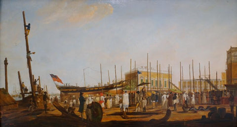 Launching of an Armed Merchantman in Calcutta Harbor by Frans Balthazar Solvyns