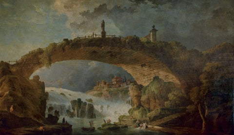 Le pont sur le torrent by Hubert Robert