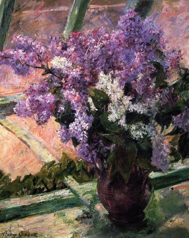 Lilacs in a Window by Mary Cassatt