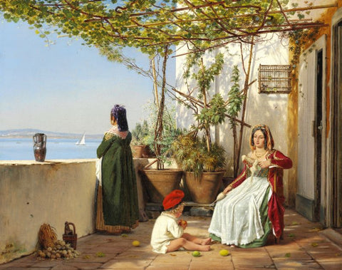 Loggia from Procida with figures by Martinus Rørbye