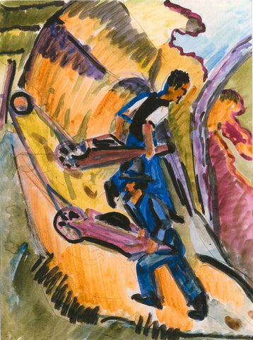 Men with wheelbarrows by Ernst Ludwig Kirchner