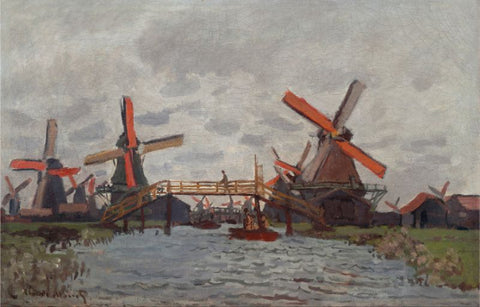 Mills at Westzijderveld near Zaandam by Claude Monet