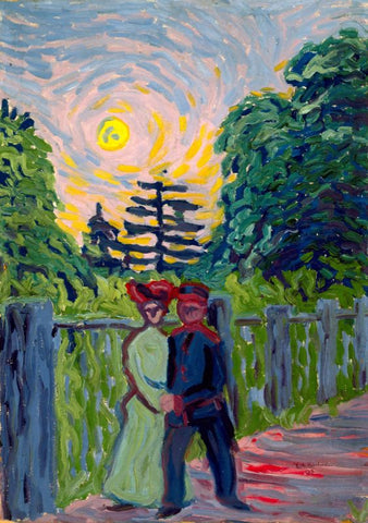 Moonrise Soldier and Maiden by Ernst Ludwig Kirchner