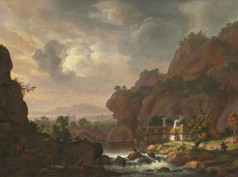 Nordic landscape with a thatched cottage by Johan Christian Clausen Dahl