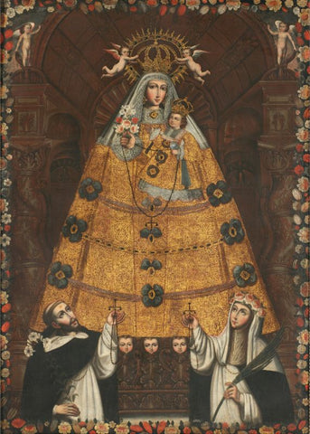 Our Lady of the Rosary with Saint Dominic and Saint Rose by Cuzco School