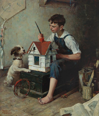 Painting the little House by Norman Rockwell