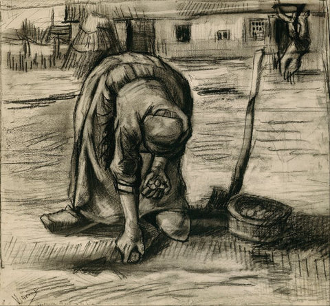 Peasant Woman Planting Potatoes by Vincent Van Gogh