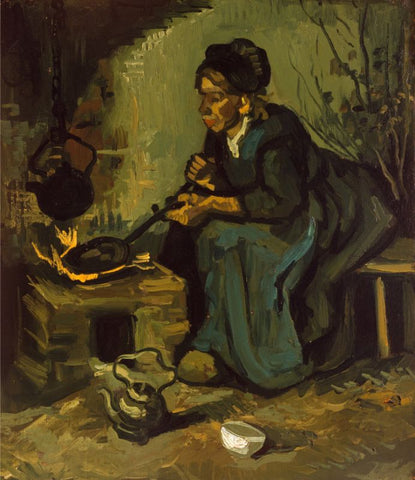 Peasant Woman Cooking by a Fireplace by Vincent Van Gogh