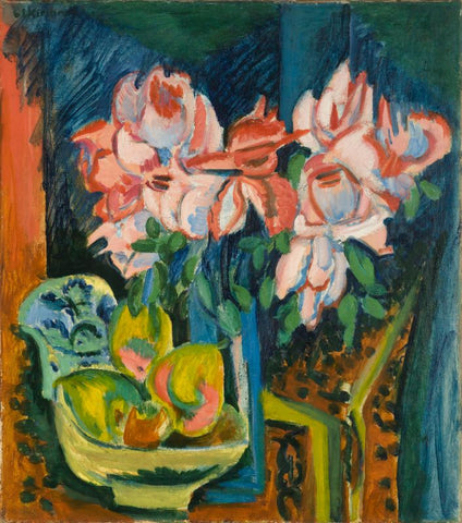 Pink Roses by Ernst Ludwig Kirchner
