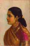 Portrait Of A Young Woman in Russet And Crimson Sari by Raja Ravi Varma