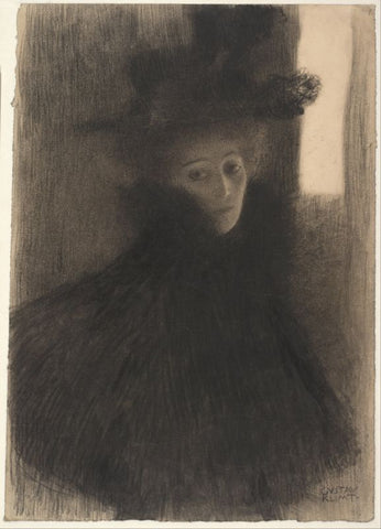 Portrait of a Lady with Cape and Hat by Gustav Klimt