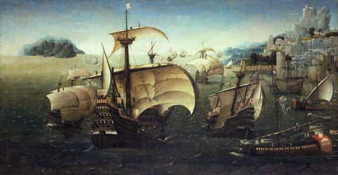 Portuguese carracks off a rocky coast by Joachim Patinir