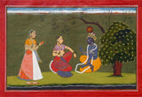 Indian Miniature - Radha and Krishna in Discussion Basohli Gita-govinda