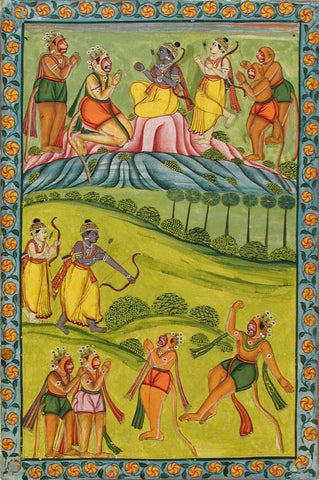 Indian Miniature - Rama Kills Vali, Folio from the Impey Ramayana - Adventures of Rama