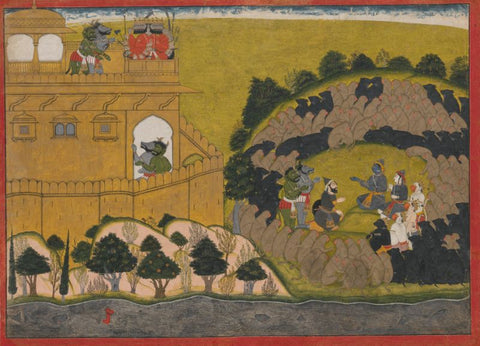 Indian Miniature - Rama Releases the Demon Spies Shuka and Sarana