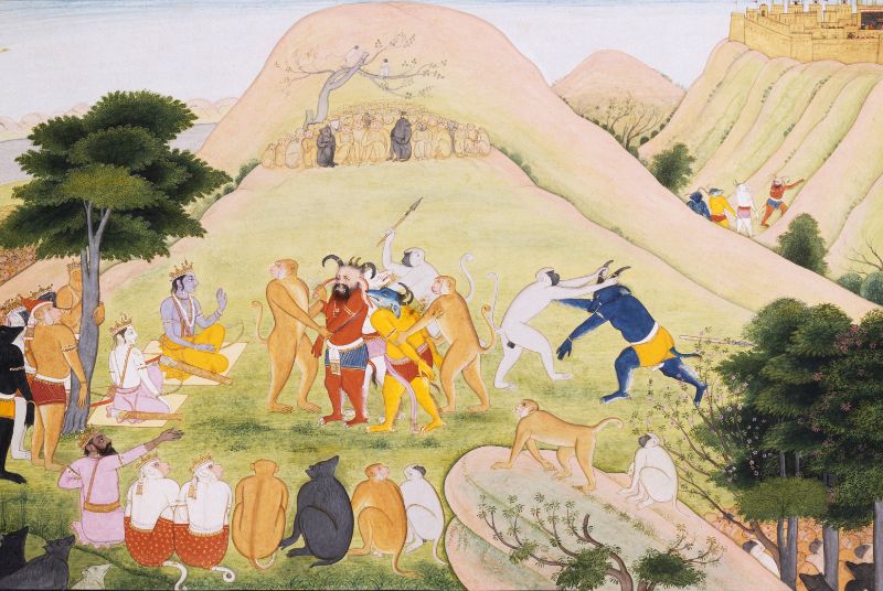 Kalanemi Ramayana Paintings Capture of Demons in Lanka – Inspicanvas
