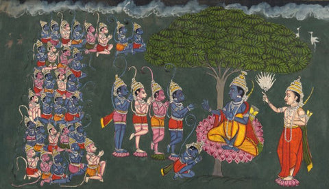 Ramayana Paintings Rama with Laksman and monkeys