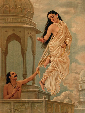 Urvashi flying off to heaven by Raja Ravi Varma
