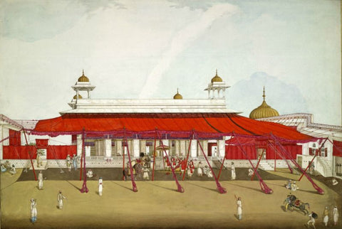 Red Fort Delhi with red awnings by Ghulam Ali Khan