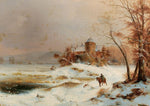 Riders in a vast winter landscape by Carl Hilgers