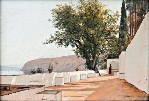 Scene near Sorrento overlooking the Sea by Martinus Rørbye